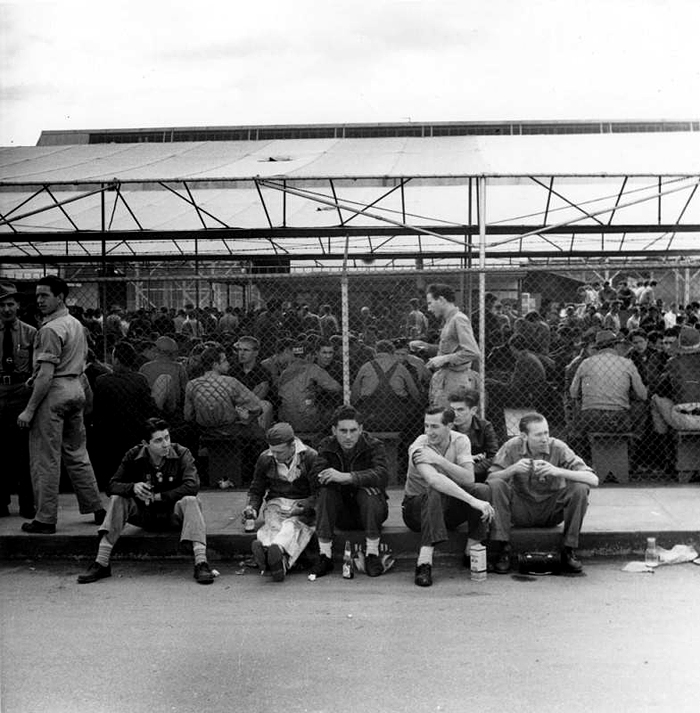 Burbank Lockheed Employees Taking Lunch, Ansel Adams, 1940, Courtesy of the Los Angeles Public Library
